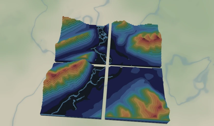 3D Topography Split Generator example