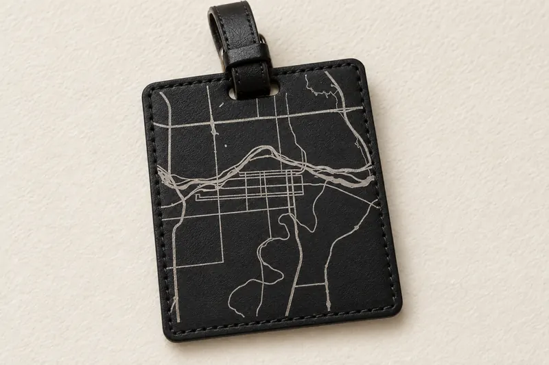 Leatherette Luggage Tag Map